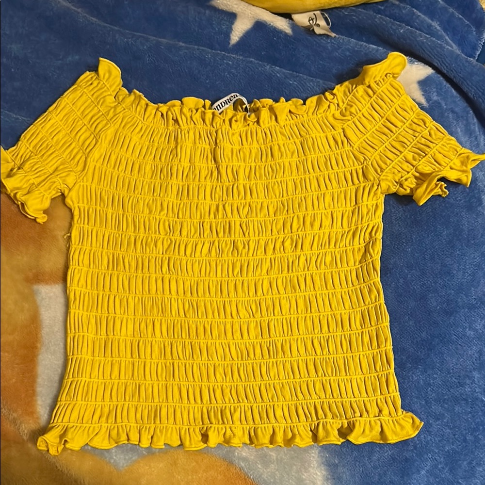 Yellow Off-Shoulder Smocked Top